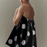 Sexy Polka Dot Strapless Bodycon Mini Dress