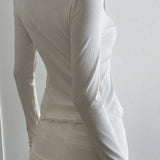 Lace Detail Long Sleeve Knit Top