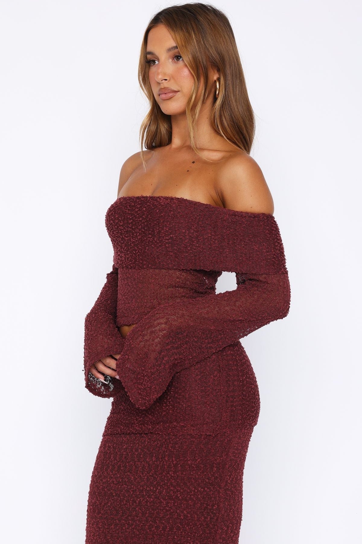 In Too Deep Long Sleeve Knit Top Burgundy