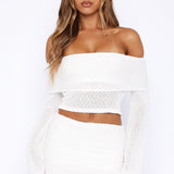 In Too Deep Long Sleeve Knit Top White