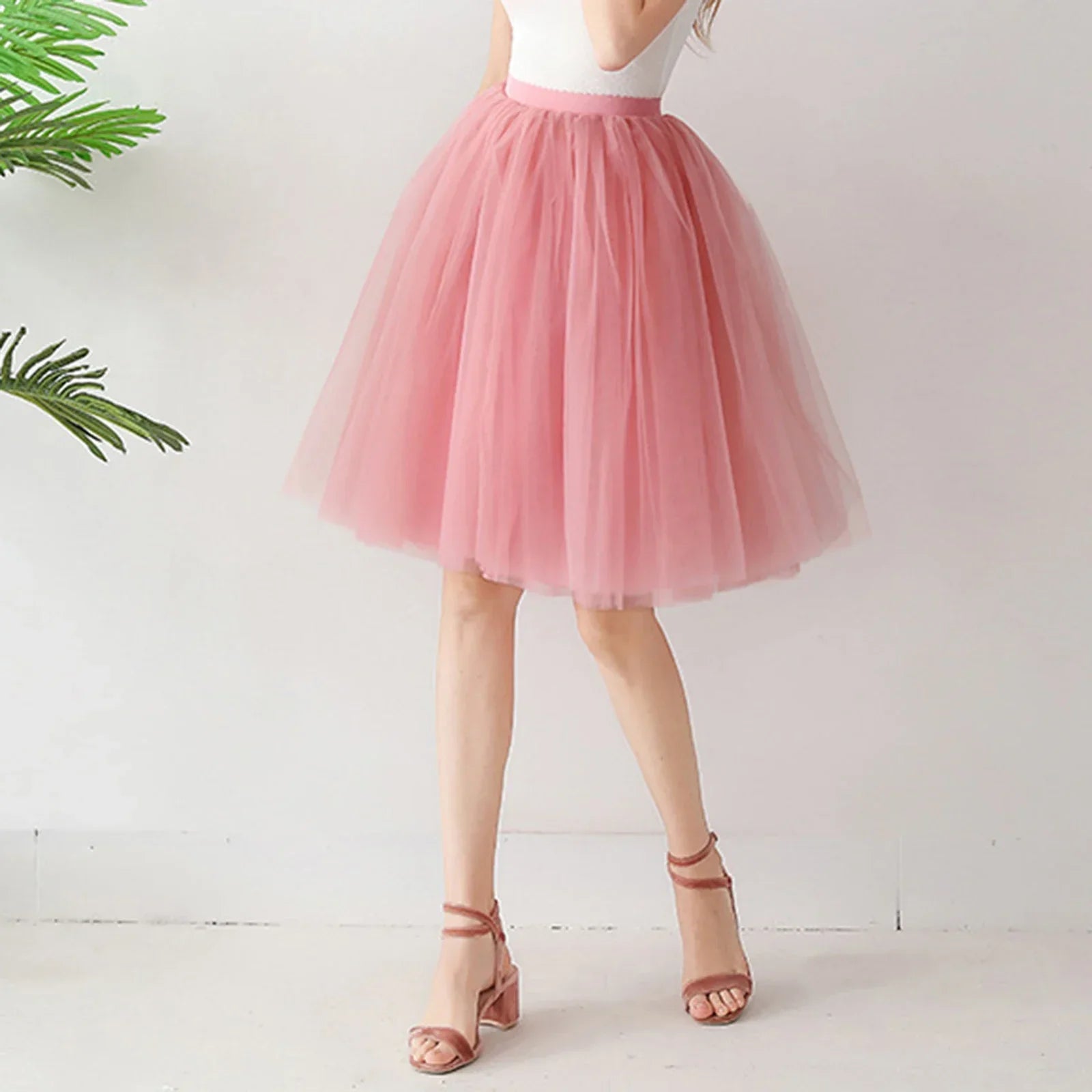 2025 Women Denim Workwear Skirt Draw Pleat Casual Fashion Elastic Waist Skirt
