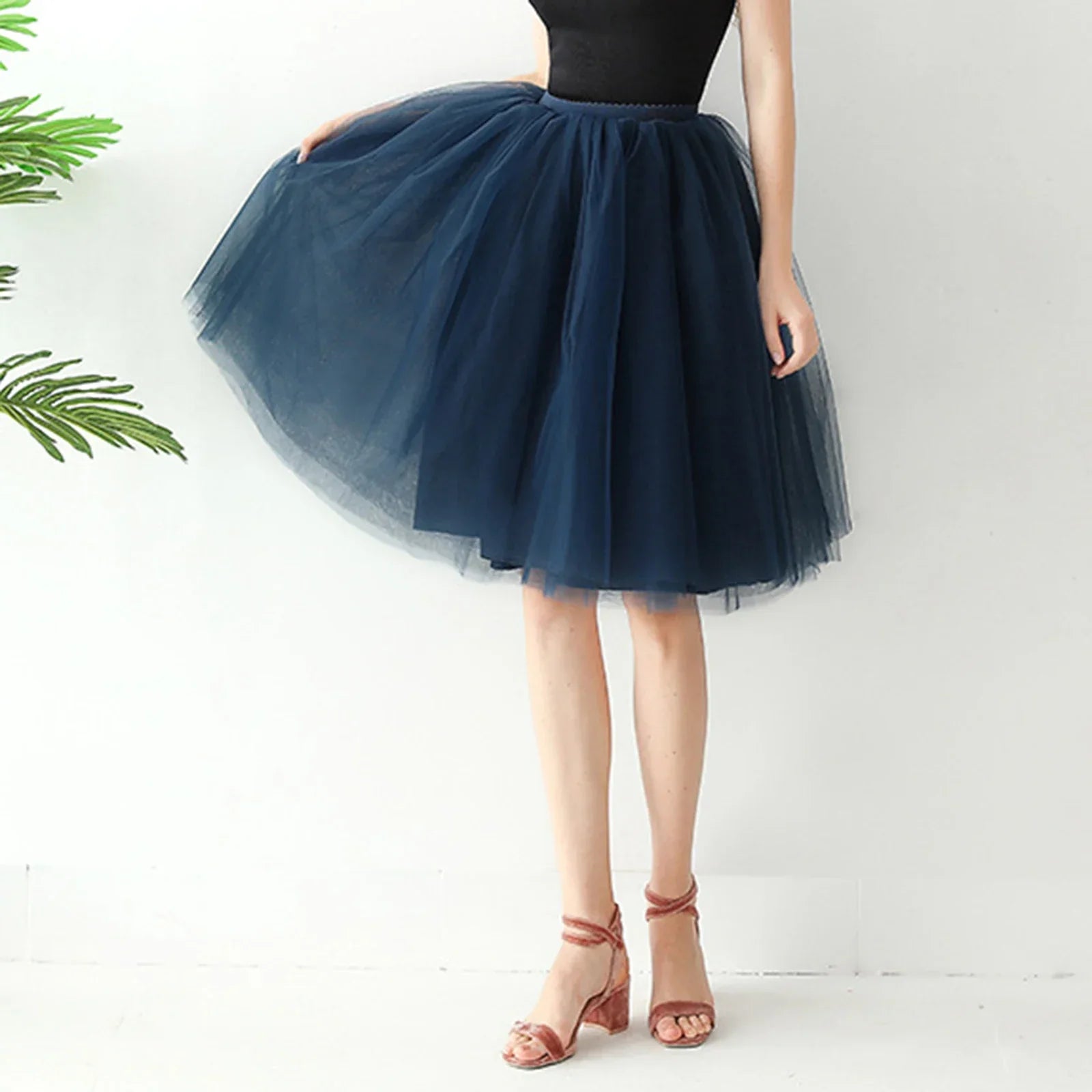 2025 Women Denim Workwear Skirt Draw Pleat Casual Fashion Elastic Waist Skirt