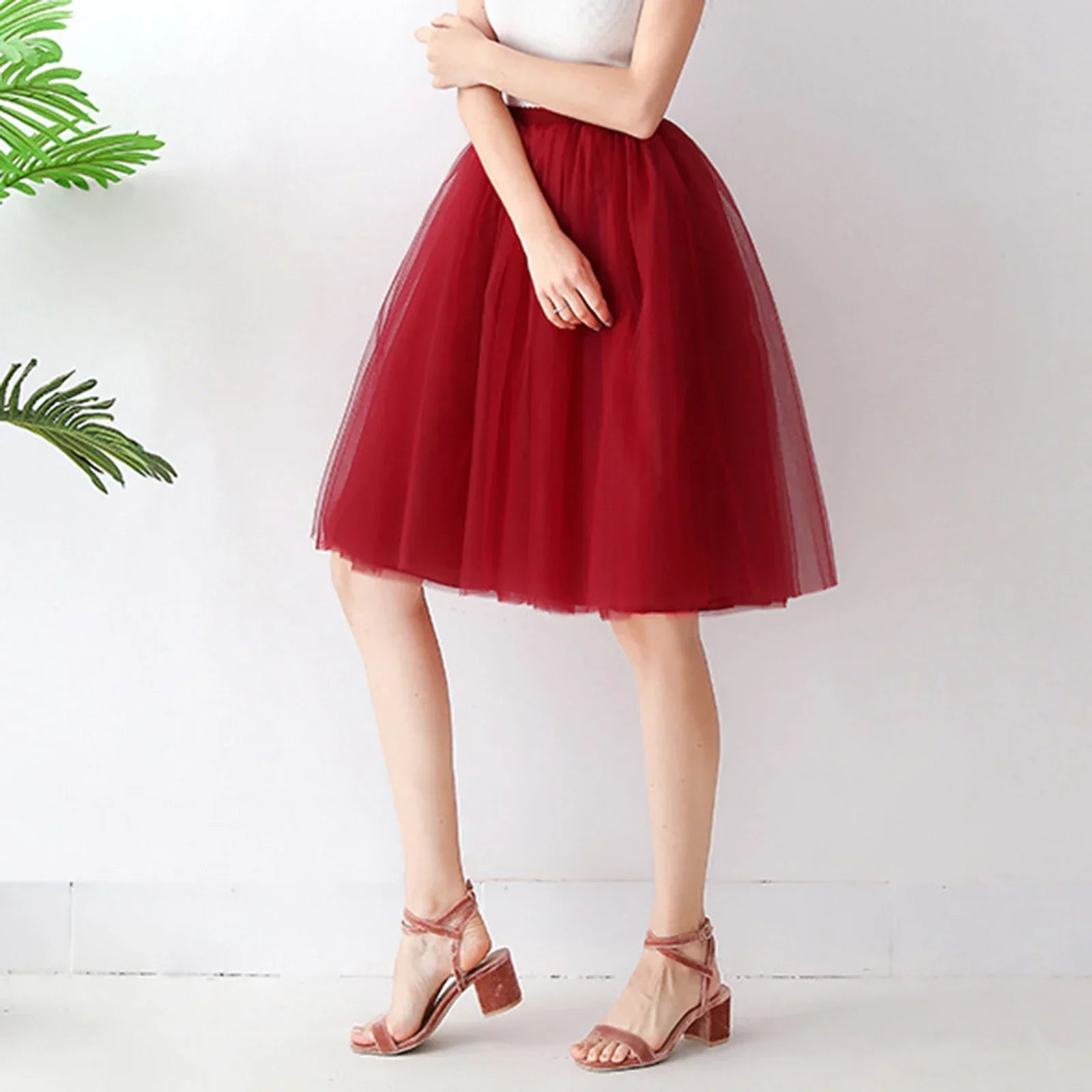 2025 Women Denim Workwear Skirt Draw Pleat Casual Fashion Elastic Waist Skirt