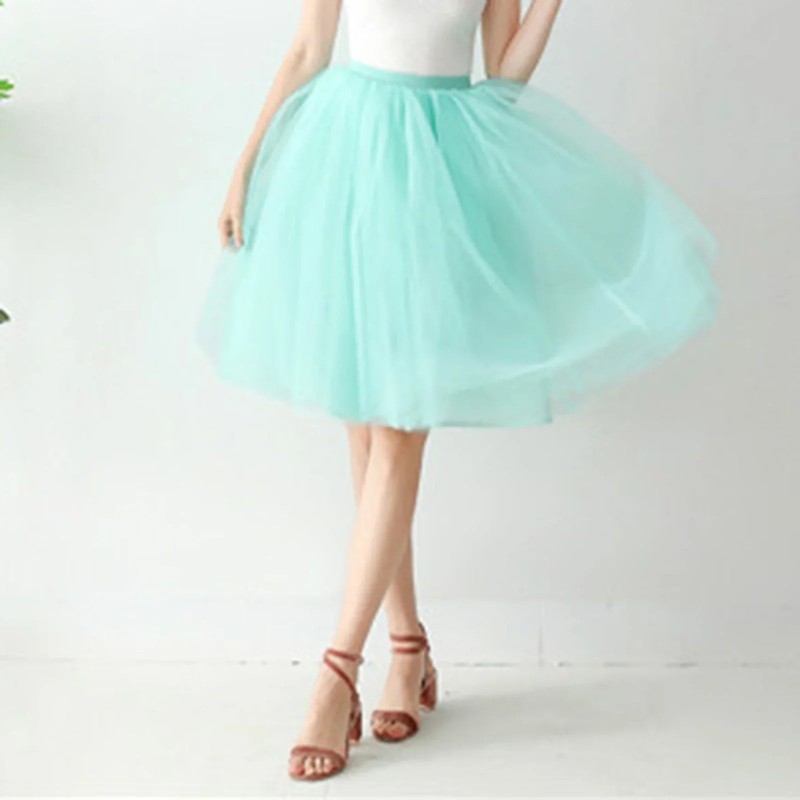 2025 Women Denim Workwear Skirt Draw Pleat Casual Fashion Elastic Waist Skirt