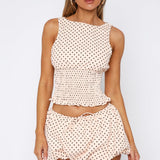 Runaway Heart Mini Skirt Cream Polka Dot
