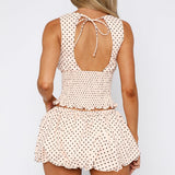 Runaway Heart Mini Skirt Cream Polka Dot