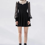 Women's Gothic V-neck  Long Sleeve Off-the-shoulder Dress