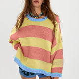 Loose Fit Striped Pullover Sweater