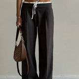 Tie Waist Two Piece Look Trousers Pants