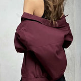 Burgundy Casual Zip Jacket