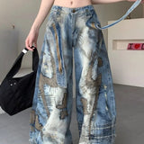 Punk Streetwear Wide Leg Denim Jeans