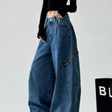 Leopard Spliced Vintage Wide Leg Jeans
