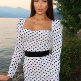 Elegant Polka Dot Mermaid Hem Maxi Dress
