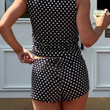 Casual Dot Print Tank Two Pieces Set