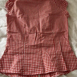 Versatile Red White Plaid Blouse