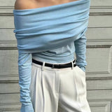 Off Shoulder Slim Knit Sweater