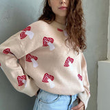 Mushroom Print Knit Sweater
