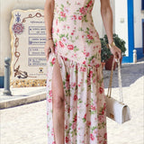 Off Shoulder Ruffle High Low Hem Floral Dress