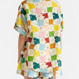 Fashionable Graffiti Print Shirt Shorts Set
