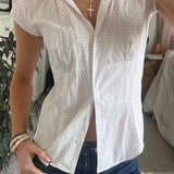 Versatile Red White Plaid Blouse