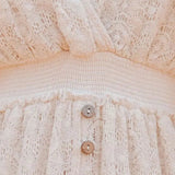 Lace V-Neck Ruffle Mini Boho Dress