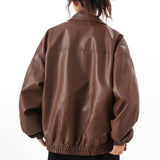 Vintage PU Leather Lapel Jacket