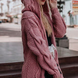 Solid Color Hooded Knit Sweater