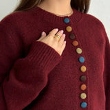 Color Button Knit Cardigan Sweater