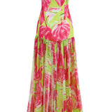 Pam Printed Strapless Slit Maxi Dress