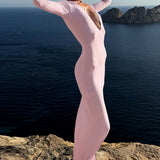 Elegant Sexy Deep V-Neck Long Sleeve Bodycon Maxi Dress