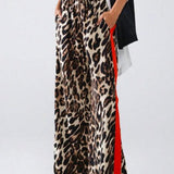 Chic Leopard Print Relaxed Wide Leg Pants