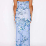 Printed V Neck Bodycon Slip Dress