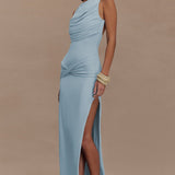 Ruched Split Backless Maxi Dress