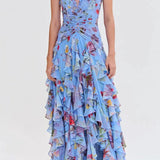 Sleeveless Hollow Maxi Floral Dress