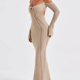 Sexy Backless Suspender Slim Hollow Long Sleeve Dress
