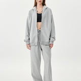 Grey Fleece Zip Up Hoodie