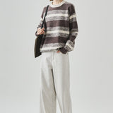 Loose Fit Round Neck Striped Sweater
