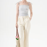 Polka Dot Halter Cropped Ruched Tie Front Tank Top