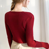 Slim Fit Lace Up V Neck Sweater