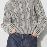 Vintage Cable Knit Off-Shoulder Sweater