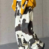 Baggy Cow Pattern Wide Leg Jeans