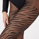 Shapewear Seamless Sheer Black Zebra Jacquard Tights