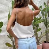 Solid Casual Cropped Triangle Cutout Trendy Cami Top
