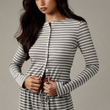 Stripe Button Cord Easy Two Piece Set