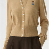 Wool Blend College Style Cardigan