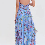 Sleeveless Hollow Maxi Floral Dress