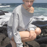 Studded Off Shoulder Long Sleeve Sweatshirt