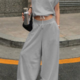 Sleeveless Pullover Wide Leg Pants Two Piece Set