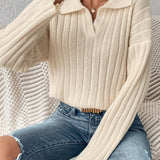 Fashion Lapel Knit Sweater