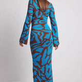 Knit Leopard Print Long Sleeve Sweater Dress